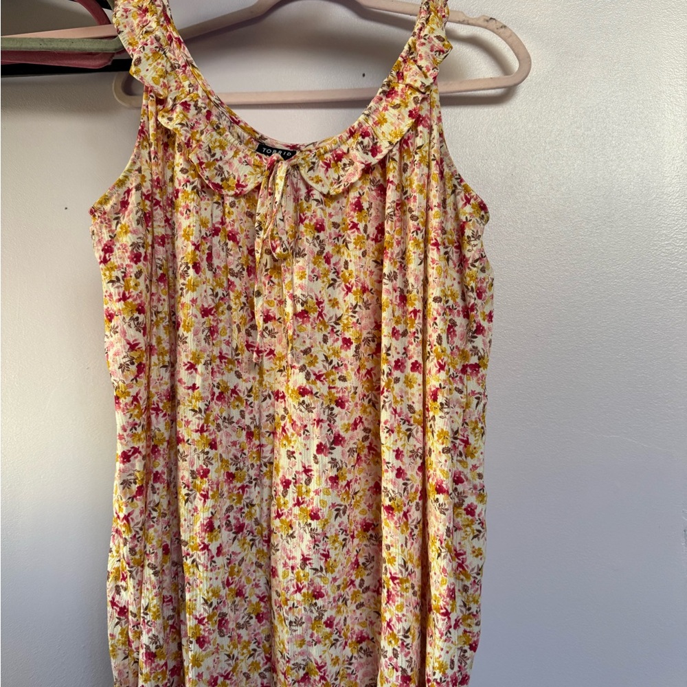 Floral Sleeveless Top with Ruffle Straps